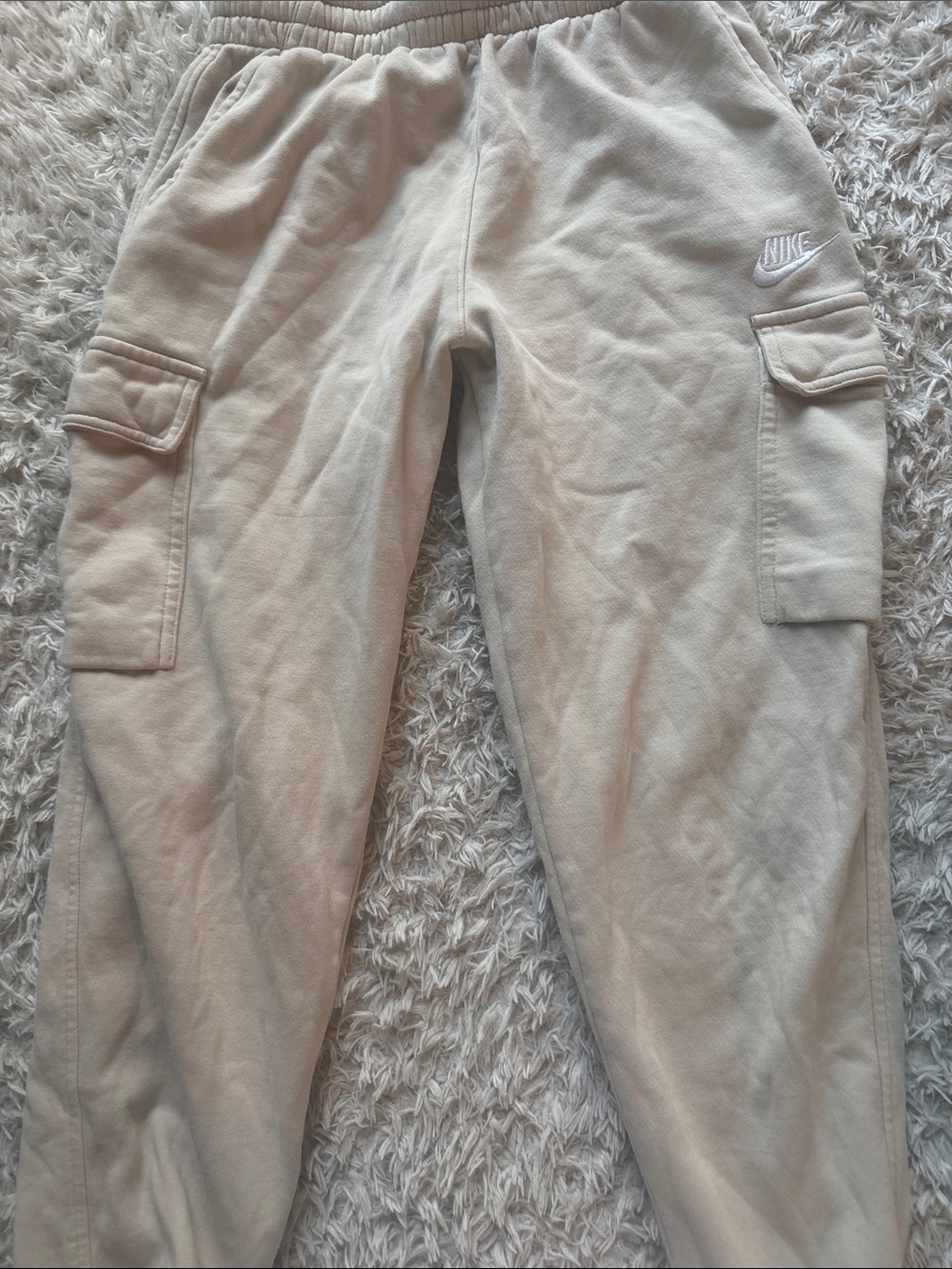 Nike Kids Cream Cargo Joggers with Side Pockets